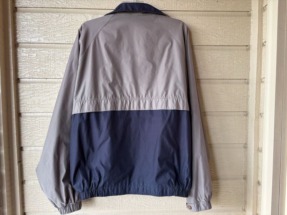 Liz Claiborne men Tan & Navy Microfiber Zip Bomber Windbreaker Jacket size Large - Picture 2 of 6